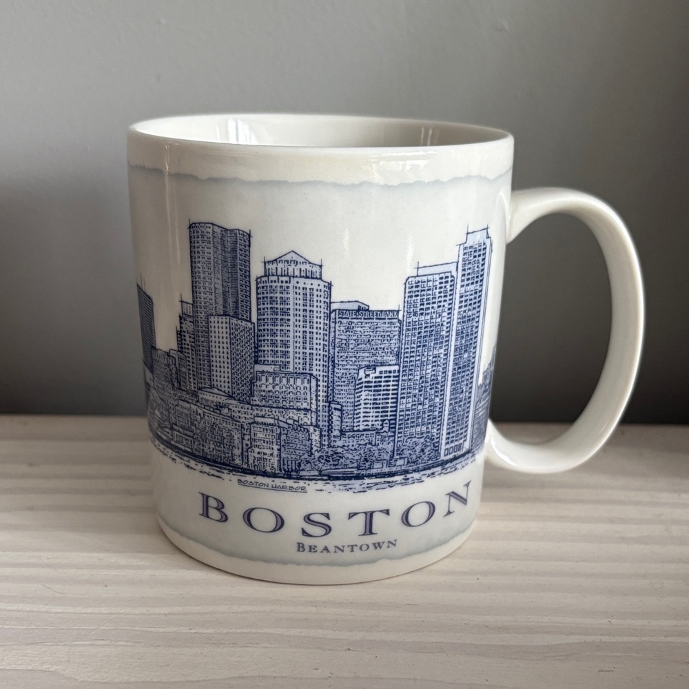 Starbucks 2008 Boston Beantown Blue Skyline Ceramic Mug 18oz